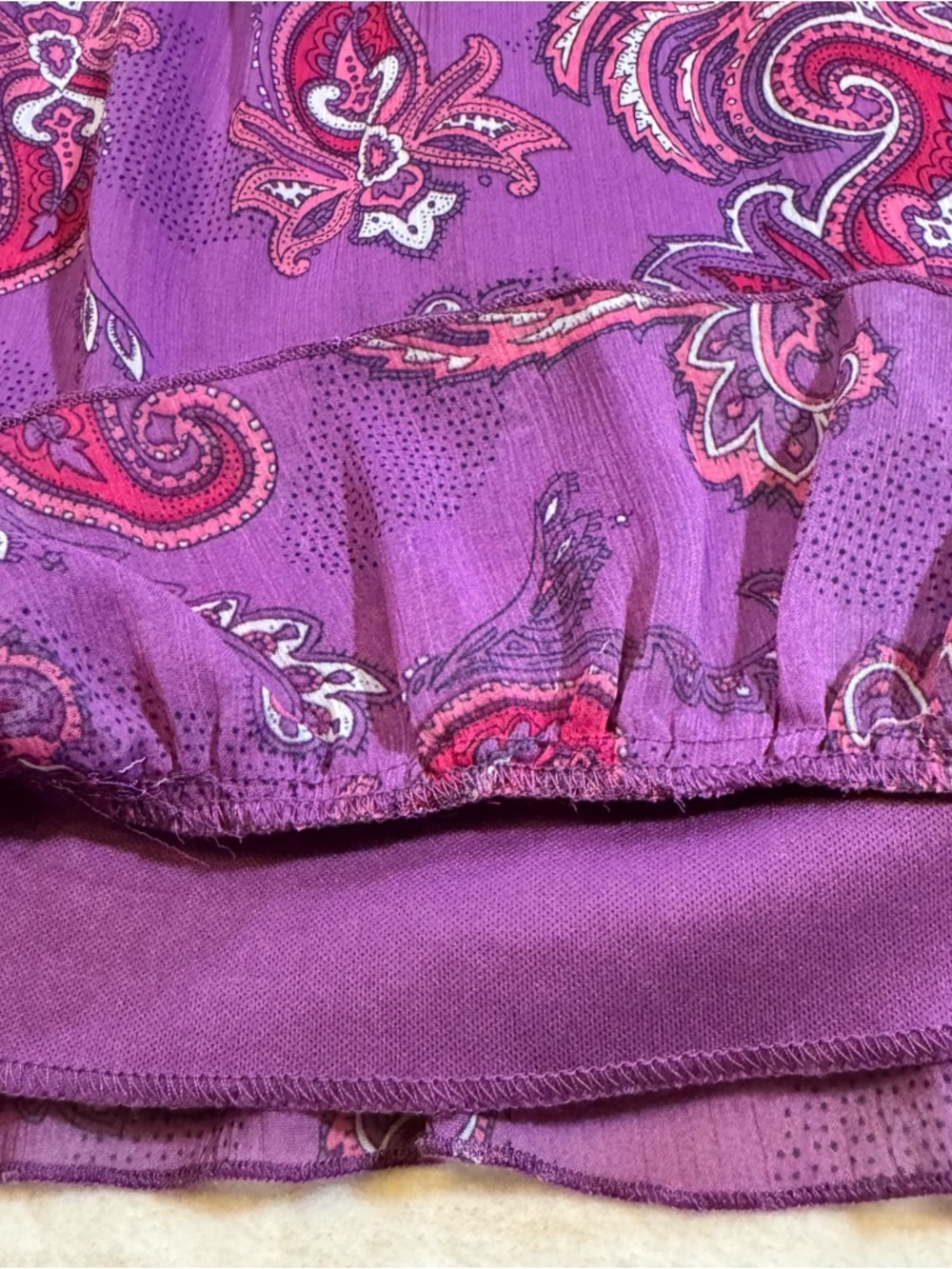 Purple Paisley Ruffle Mini Dress - Women's - Picture 3 of 11